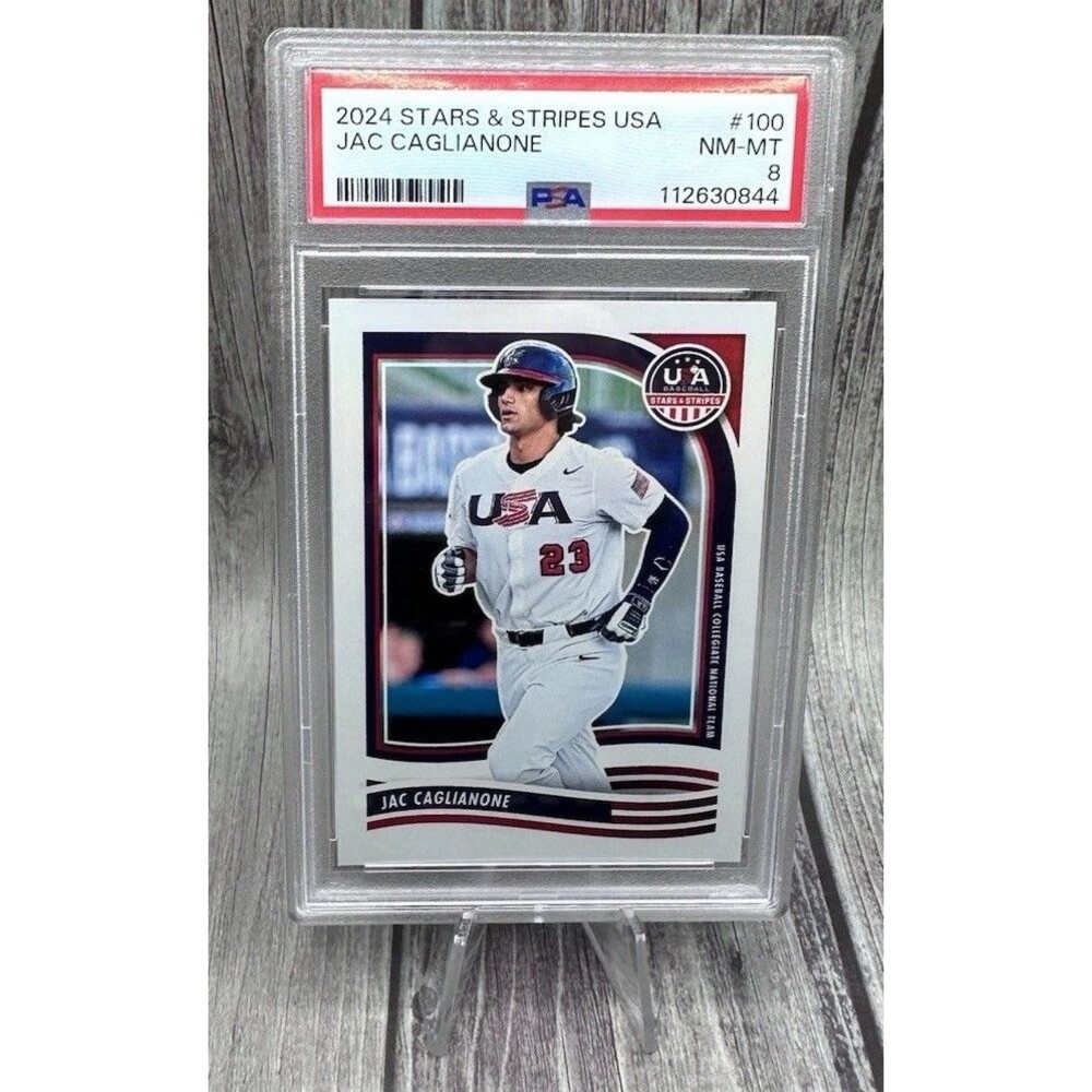 2024 PANINI STARS & STRIPES USA #100 JAC CAGLIANONE PSA 8 Collegiate National